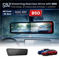 2026 스페셜 4K S92 PRO 스트리밍 룸미러 (BSD 포함) 테슬라 모델 3/Y/하이랜드 3/Y 주니퍼용 | 양방향 비디오 레코더 | 눈부심 방지