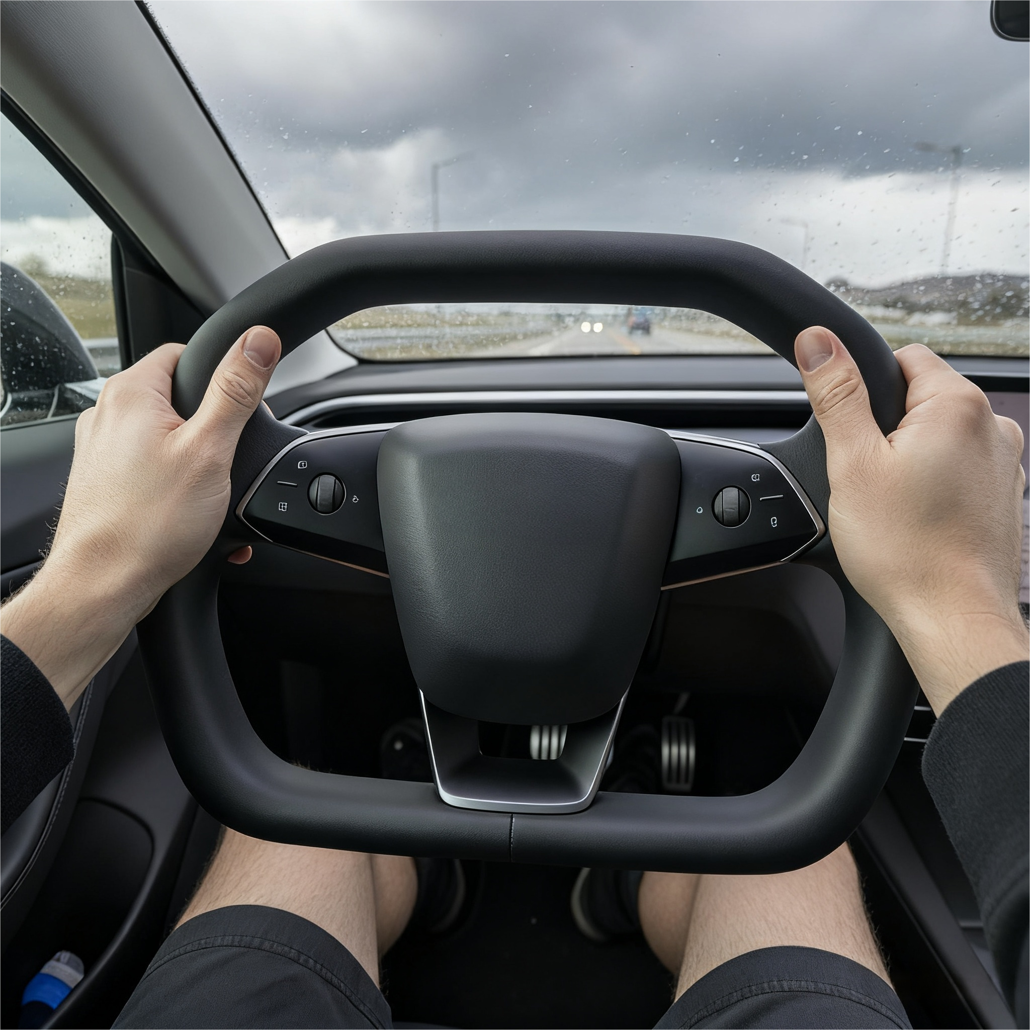 2025年、2026年モデル対応 プレミアムシートヒーター内蔵 ナッパレザー サイバーパックV2 ステアリングホイール（Model 3 Highland/Model Y Juniper用）