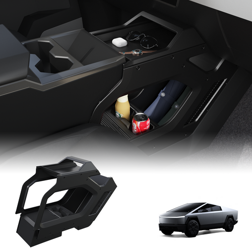 Tesstudio Cybertruck Lower Console Side Storage Box ¨C Double-Layer ABS Organizer with Cup Holder (2024+)