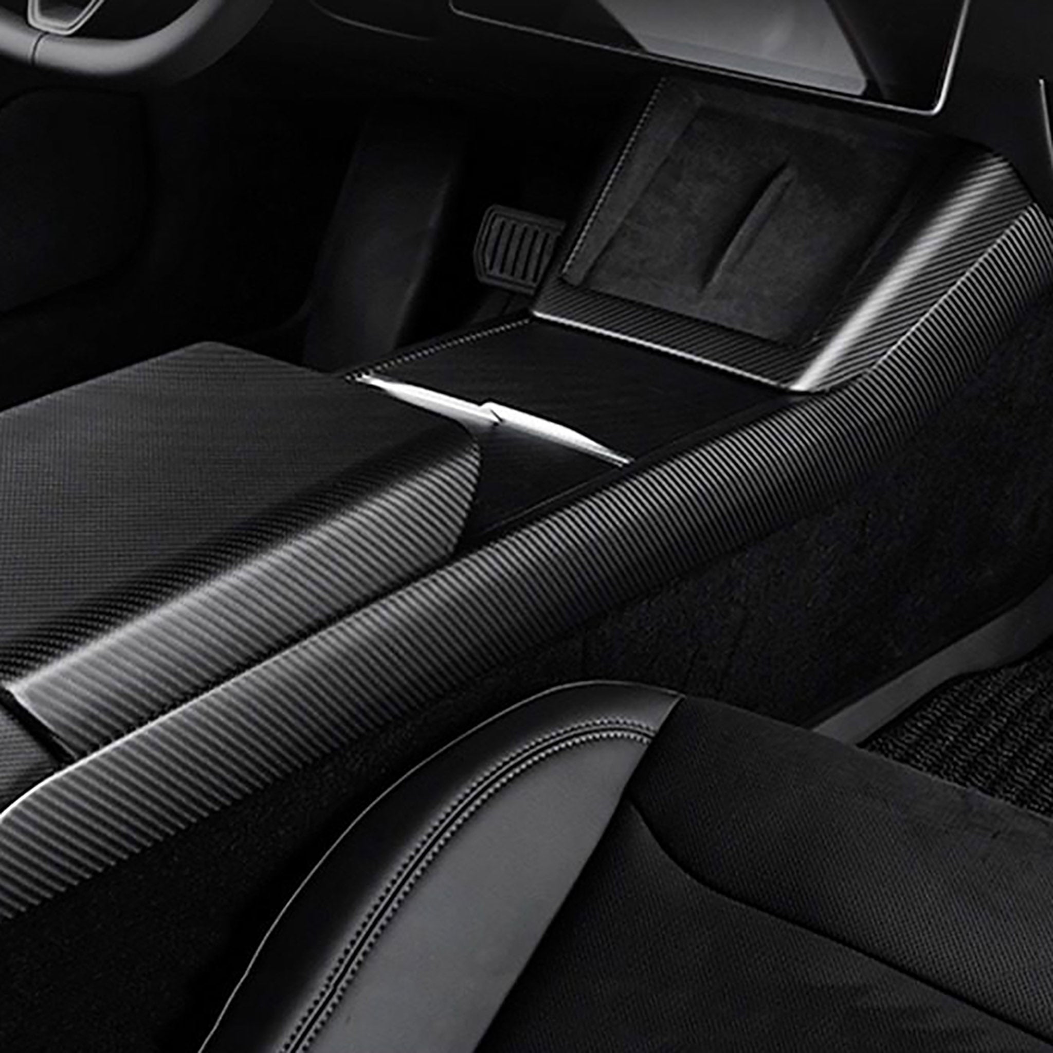 2024年以降のTesla Model 3 Highlandおよび2025年以降のModel Y Juniper用リアルモールドカーボンファイバーセンターコンソールサイドパネルカバー（2個）